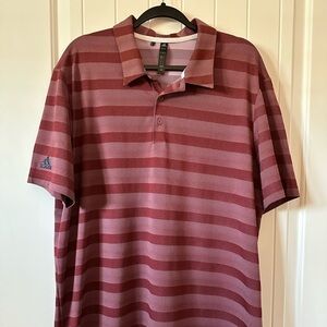 Men's Adidas Red Striped Polo Shirt Size 2XL